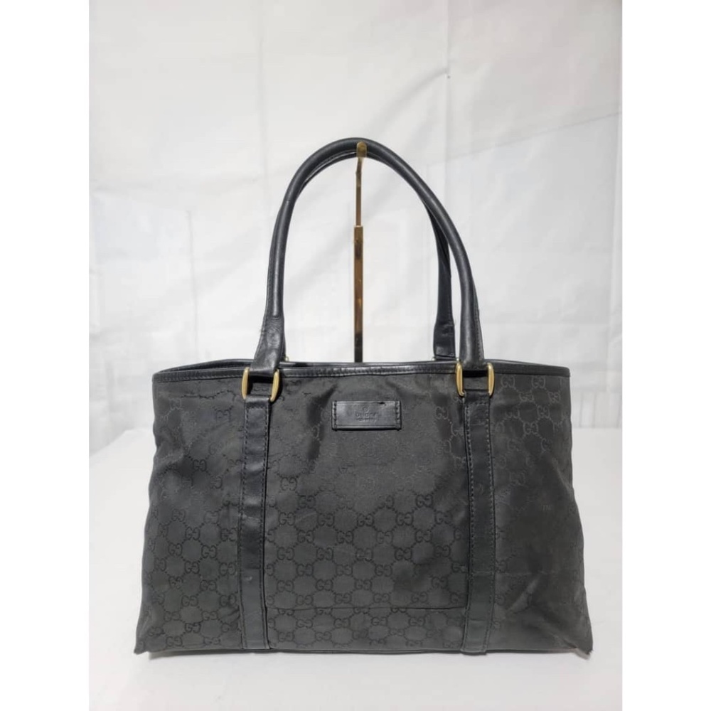 Authentic Gucci GG Nylon Canvas Tote Bag Black - Picture 1 of 14
